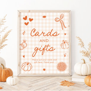 Affiche Cartes et Cadeaux Dessinés à la Main à Carreaux Or
