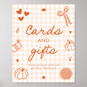 Affiche Cartes et Cadeaux Dessinés à la Main à Carreaux Or