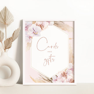 Affiche Cartes et cadeaux d'herbe de pampa boho