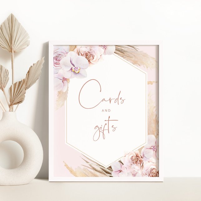 Affiche Cartes et cadeaux d'herbe de pampa boho (Créateur téléchargé)