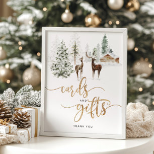 Affiche Cartes et cadeaux d'hiver pour les cerfs de forêt