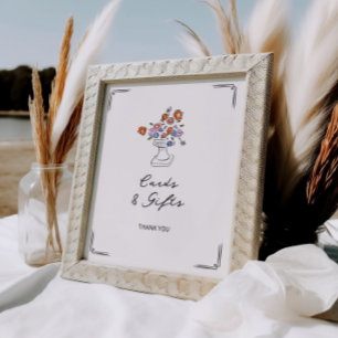 Affiche Cartes et cadeaux d'Urn floral à la main