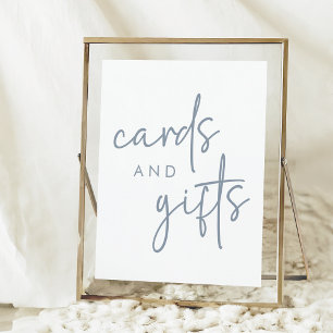 Affiche Cartes et cadeaux Dusty Blue & White Fête des mari
