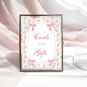 Affiche Cartes et cadeaux Elégante Coquette Rose Bow Anniv