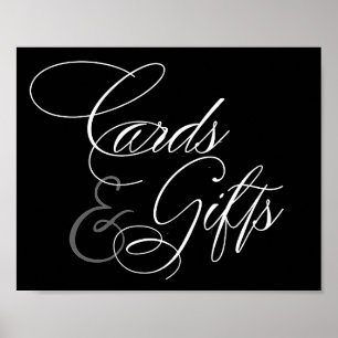 Affiche Cartes et cadeaux élégants Script blanc Panneau