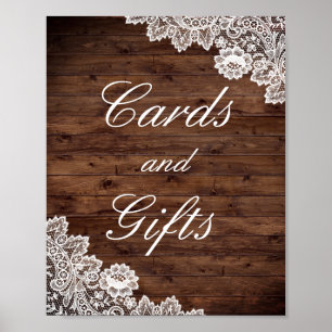 Affiche Cartes et Cadeaux en Bois Rustique pour Mariage Af