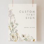 Affiche Cartes et cadeaux en ivoire Fleur sauvage Whimsica<br><div class="desc">Ce Fleur sauvage Whimsical cartes ivoire et cadeaux personnalisés poster est parfait pour votre mariage boho simple et élégant. La verdure rustique et moderne, accompagnée de fleurs sauvages d'aquarelles minimalistes, vous fera vivre votre vision ! Ce design de jolies fleurs d'or, touches de sauge bohème vert et violet est sûr...</div>