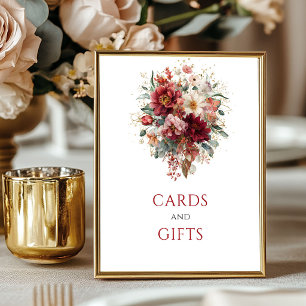 Affiche Cartes et cadeaux en terre cuite automne floral 8x