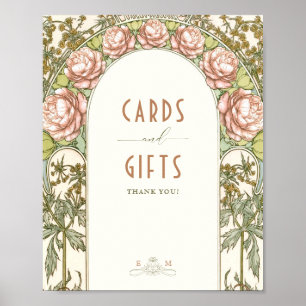 Affiche Cartes et Cadeaux Enseigne Art Nouveau Vintage par