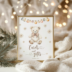 Affiche Cartes et cadeaux enseigne Hiver Teddy Bear Baby s