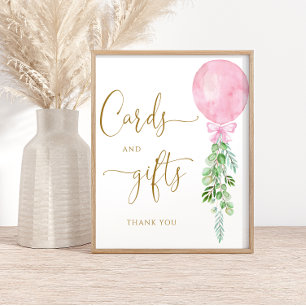 Affiche Cartes et cadeaux Eucalyptus Balloon rose