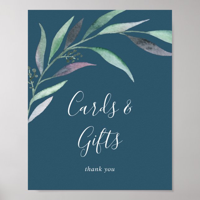 Affiche Cartes et Cadeaux Eucalyptus Vert Violet Bleu Ense (Devant)