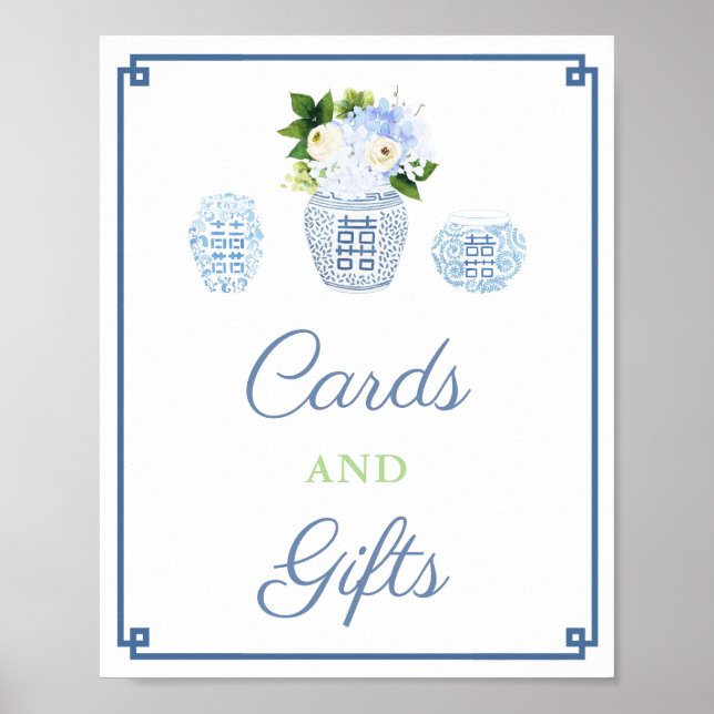 Affiche Cartes et Cadeaux Fête Baby Shower Chinoiserie Chi (Devant)