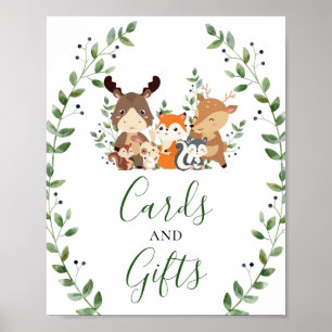Affiche Cartes et cadeaux Fête Baby shower des animaux de 