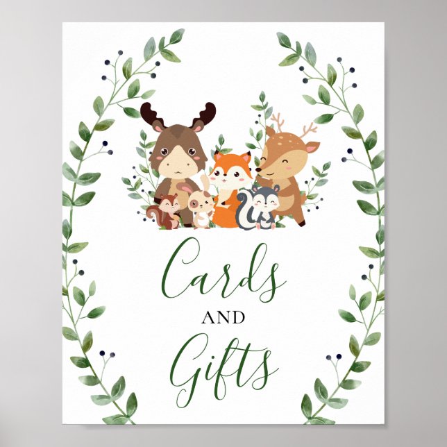 Affiche Cartes et cadeaux Fête Baby shower des animaux de  (Devant)