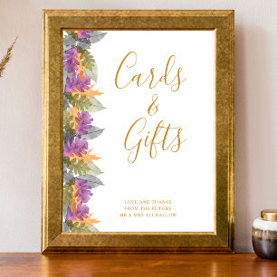 Affiche Cartes et Cadeaux Fête de Mariage Feuilles d'Octob