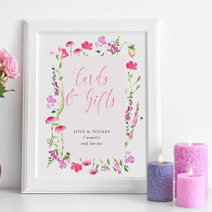 Affiche Cartes et Cadeaux Fête de Mariage Fleur Sauvage Ro