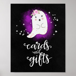 Affiche Cartes et Cadeaux Fête Prénatale Fille Halloween B