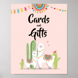 Affiche Cartes et cadeaux Fiesta Llama Panneau Baby shower
