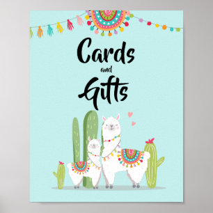 Affiche Cartes et cadeaux Fiesta Llama Panneau Baby shower
