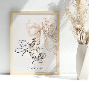 Affiche Cartes et Cadeaux Fleuris à Ruban Élégant
