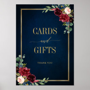 Affiche Cartes et cadeaux Floral Blush de la marine bourgu