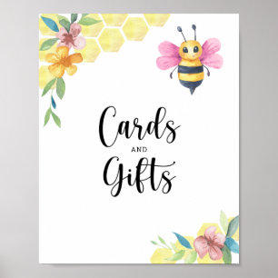 Affiche Cartes et cadeaux floraux abeille aquarelle baby s