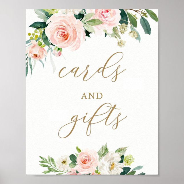 Affiche Cartes et Cadeaux Floraux Aquarelle Rose Élégants (Devant)