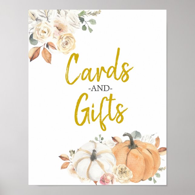 Affiche Cartes et cadeaux floraux blancs pour Citrouille (Devant)