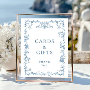 Affiche Cartes et cadeaux Floraux Bleus et Ornat Victorien