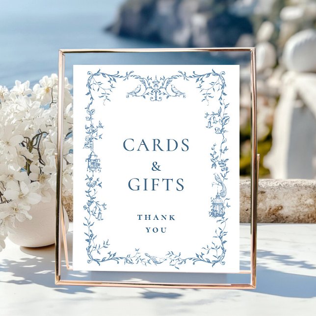 Affiche Cartes et cadeaux Floraux Bleus et Ornat Victorien (Créateur téléchargé)