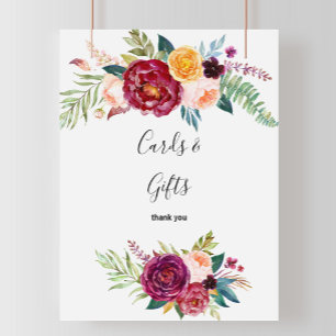 Affiche Cartes et cadeaux floraux d'été à l'aquarelle