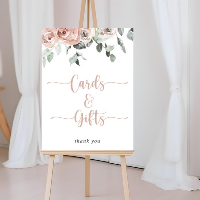 Affiche Cartes et Cadeaux Floraux Rose Poussiéreuse Classi (Créateur téléchargé)