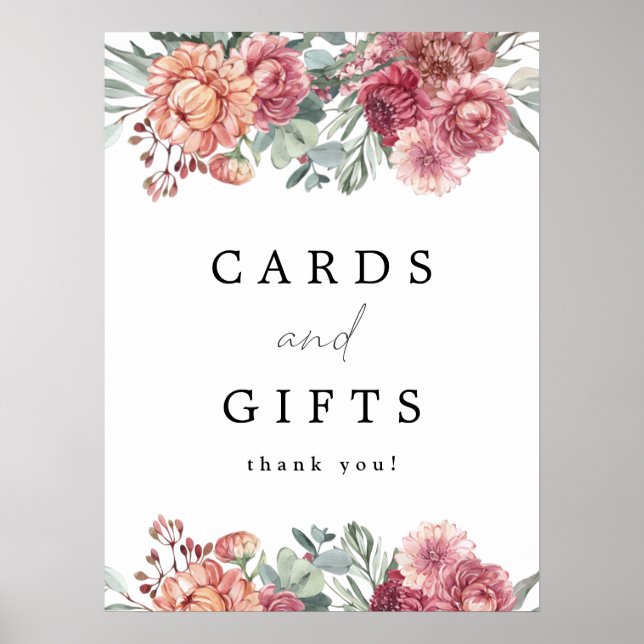 Affiche Cartes et cadeaux floraux rose poussiéreux MARGOT (Devant)