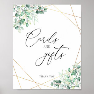 Affiche Cartes et cadeaux géométriques Eucalyptus vertes