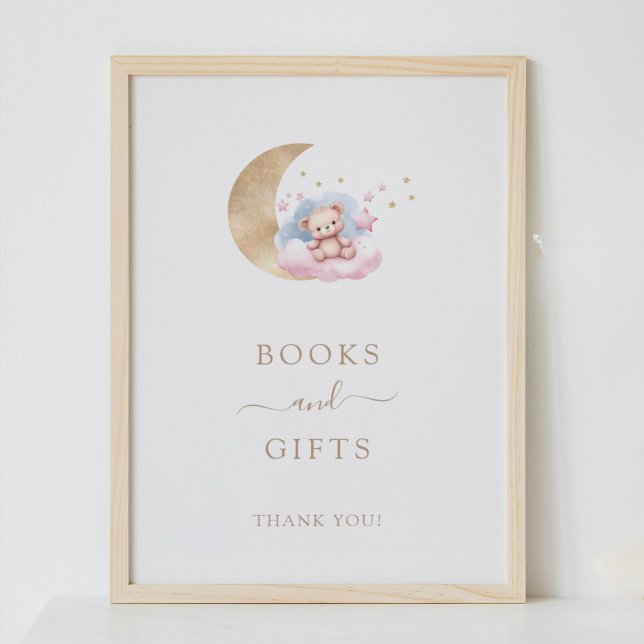 Affiche Cartes et cadeaux Gold Moon Stars Baby shower Sign (Créateur téléchargé)