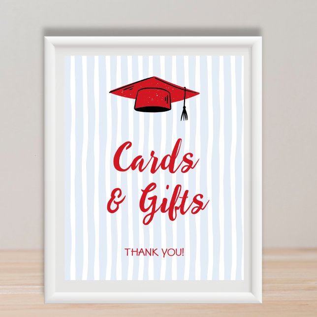 Affiche Cartes et cadeaux Grad Casquette 2025 Graduation P (Cards & Gifts Grad Cap 2025 Graduation Party Poster)