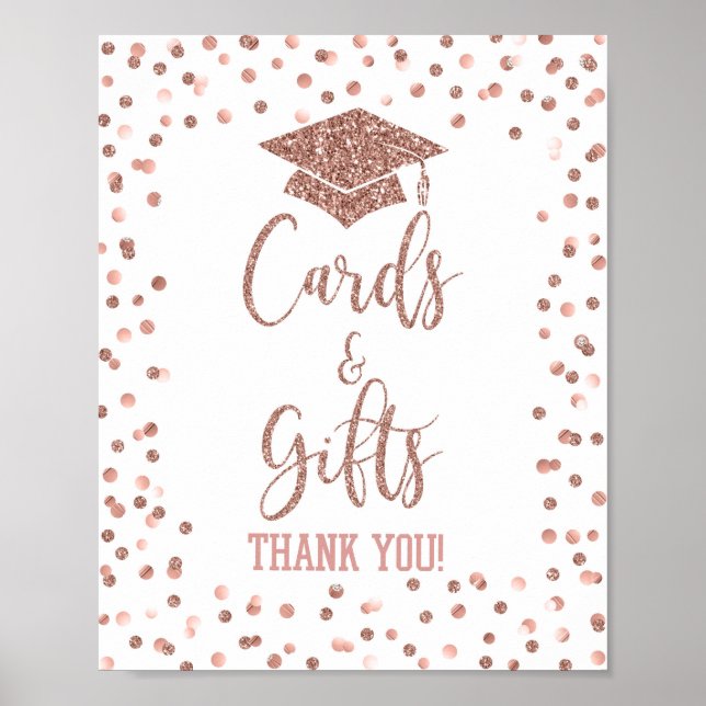 Affiche Cartes et cadeaux Graduation Party Signer Rose Gol (Devant)