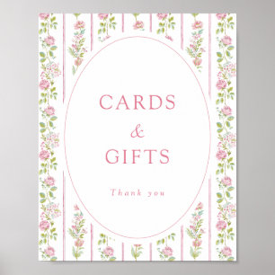 Affiche Cartes et cadeaux grandmillennial à fleurs roses