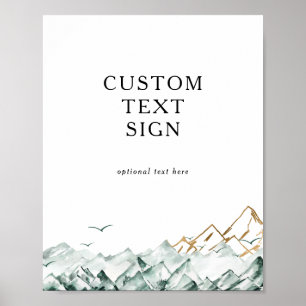 Affiche Cartes et cadeaux Green et Gold Mountain personnal