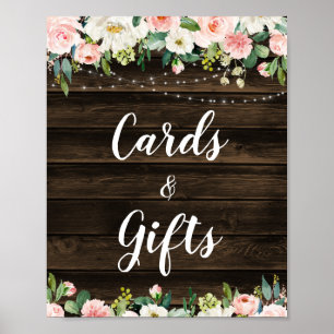 Affiche Cartes et cadeaux Guirlande lumineuse Florale Rose