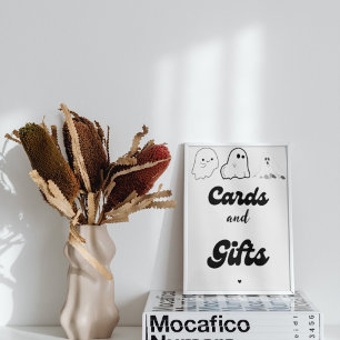 Affiche Cartes et cadeaux Halloween fantôme jeu de baby sh