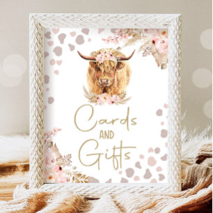 Affiche Cartes et cadeaux Highlander Cow Boho Farm Anniver