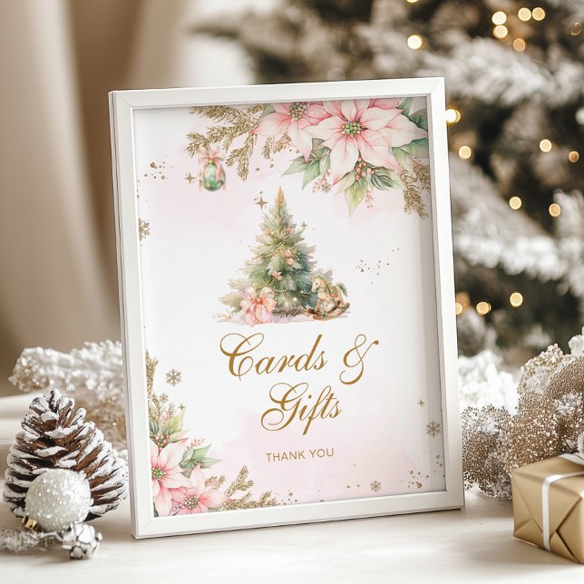 Affiche Cartes et cadeaux hiver Noël arbre baby shower (Créateur téléchargé)
