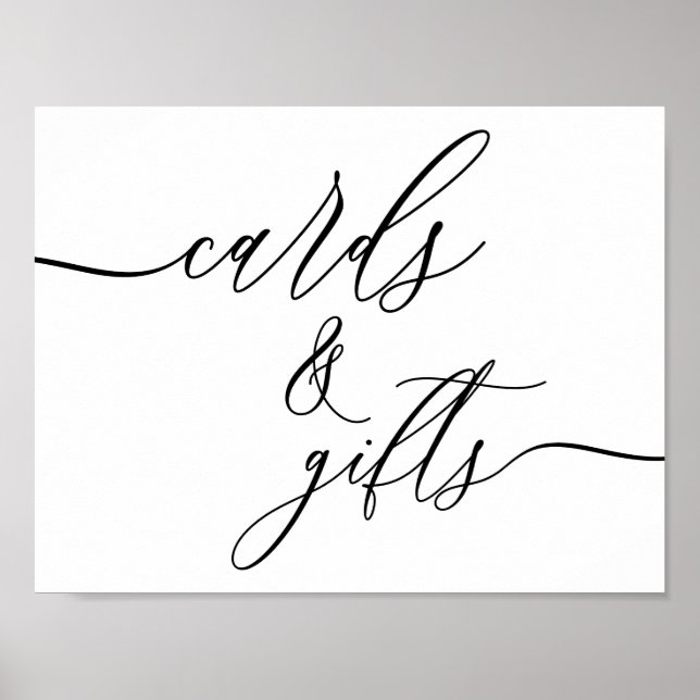 Affiche Cartes et cadeaux horizontaux calligraphiés noirs  (Devant)