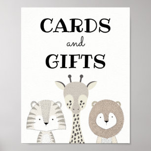 Affiche Cartes et cadeaux Jungle Baby shower Safari Annive