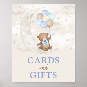 Affiche Cartes et cadeaux Lune Ours En Teddy Bleu Bleu Bro