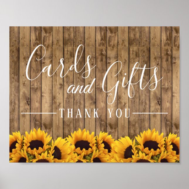 Affiche Cartes et cadeaux | Mariage floral de tournesol ru (Devant)
