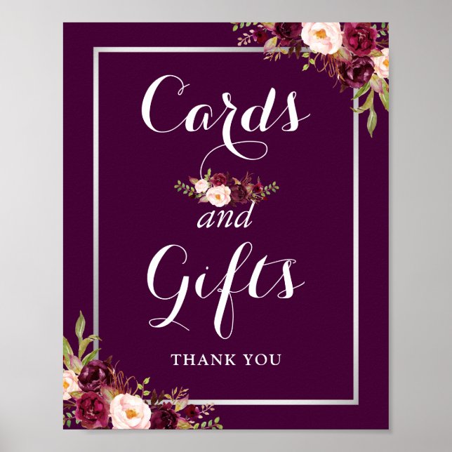 Affiche Cartes et cadeaux Mariage Signal Plum Purple Flora (Devant)
