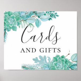 Affiche Cartes et cadeaux. Mariage succulent à la menthe d